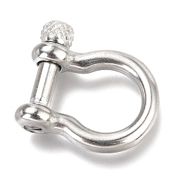 Stainless Steel Color 304 Stainless Steel D-Ring Anchor Shackle Clasps, Stainless Steel Color, 24.5x22x7.5mm