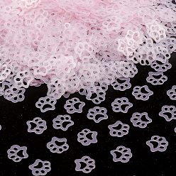 Rose Brumeux Perles de paillettes en plastique, Style mat, décorations artisanales à coudre, empreinte de patte de chat, rose brumeuse, 6x7x0.3mm