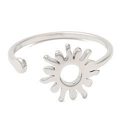 Color de Acero Inoxidable 304 anillo de acero inoxidable con abertura solar para mujer, color acero inoxidable, tamaño de EE. UU. 6 (16.5 mm)