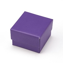 Pourpre Boîtes à boucles d'oreilles en carton, avec une éponge noire, pour emballage cadeau bijoux, pourpre, 5x5x3.4 cm