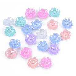Mixed Color Resin Imitation Pearl Bead Caps, 5-Petal, Flower, Mixed Color, 10x10x3.5mm, Hole: 1.4mm