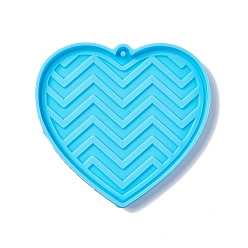 Heart Valentine's Day Silicone Pendant Molds, Resin Casting Molds, for Keychain Clasps Craft Making, Heart Pattern, 78x82.5x6mm, Hole: 2mm, Inner Diameter: 75x80mm