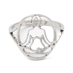 Color de Acero Inoxidable 304 anillo ajustable humano hueco de acero inoxidable para mujer, color acero inoxidable, tamaño de EE. UU. 6 (16.5 mm)