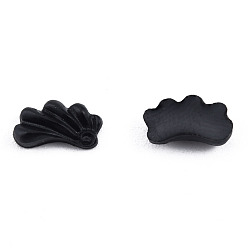 Negro Cabuchones de resina opacos, flor, negro, 9x5x2.5 mm