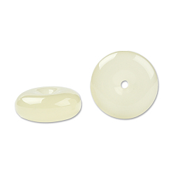 Lemon Chiffon Resin Beads, Imitation Jade, Luminous, Flat Round/Disc Pi, Lemon Chiffon, 25x10mm, Hole: 2.6~2.8mm