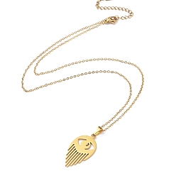 Golden 201 Stainless Steel Eye Pendant Necklace with Cable Chains, Golden, 18.11 inch(46cm)