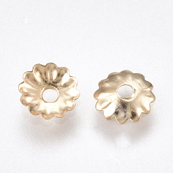 Light Gold Iron Bead Caps, Nickel Free, Flower, Light Gold, 5x1mm, Hole: 1mm