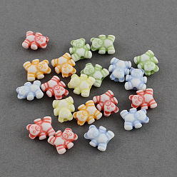 Couleur Mélangete Perles acryliques d'ours de style de l'artisanat, couleur mixte, 9x8x4mm, trou: 1.5 mm, environ 2990 pcs / 500 g