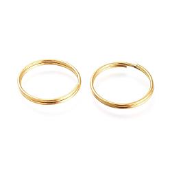 Золотой Ионное покрытие (ip) 304 разрезные кольца из нержавеющей стали, кольца с двойной петлей, золотые, 1.8x15x1.2 мм