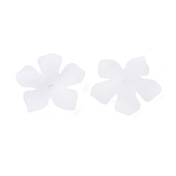 Blanc Perles acryliques transparentes, givré, fleur, blanc, 25.5x26.5x4.5mm, Trou: 2mm, environ900 pcs / 500 g