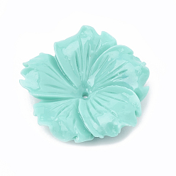 Turquoise Chapeaux de perles de corail synthétiques teints, fleur, turquoise, 18.5~19.5x19~20x4.5~5.5mm, Trou: 1mm