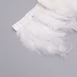 White Rooster Hackle Feather Trim Fringe, for DIY Sewing Crafts Costumes Decoration, White, 6-1/4 inch(16cm), about 2m/bag