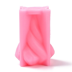 Hot Pink Twisted Cone Candle Food Grade Silicone Molds, for Scented Candle Making, Hot Pink, 92x64x67mm, Inner Diameter: 60x90mm