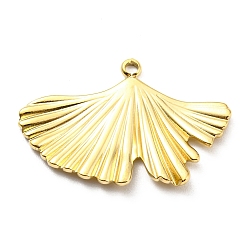 Real 14K Gold Plated 304 Stainless Steel Pendants, Ginkgo Leaf Charm, Real 14K Gold Plated, 19.5x29x2mm, Hole: 1.6mm