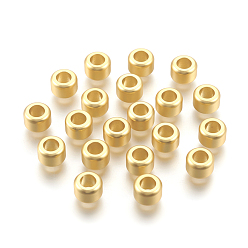 Real 18K Gold Plated Brass Beads, Long-Lasting Plated, Lead Free & Cadmium Free & Nickel Free, Rondelle, Matte Style, Real 18K Gold Plated, 7x5mm, Hole: 4mm