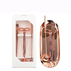 Rose Gold Stainless Steel Candle Tool Set, Candle Wick Trimmer Cutter, Candle Wick Snuffer, Candle Wick Dipper and Dish for Candle Lover, Rose Gold, 4pcs/set