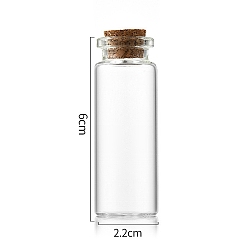 Clair Bouteille en verre, avec bouchon en liège, souhaitant bouteille, colonne, clair, 2.2x6 cm, capacité: 12 ml (0.41 fl. oz)