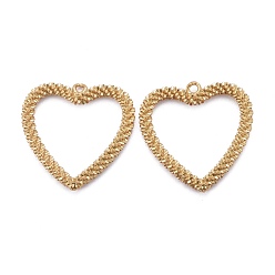 Real 18K Gold Plated Brass Pendants, Long-Lasting Plated, Heart, Real 18K Gold Plated, 24.5x25x3mm, Hole: 1.5mm