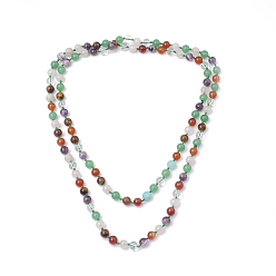 Mixed Stone Natural & Synthetic Gemstone Beaded Multi-strand Necklaces, Double Layer Necklaces, Round, 47.24 inch~48.03 inch(120~122cm)