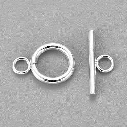 Argent 304 inoxydable fermoirs à bascule en acier, argenterie, anneau: 16x12x2 mm, Trou: 2.5mm, bar: 18x7x2 mm, Trou: 3mm