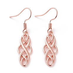 Rose Gold Brass Dangle Earrings, Trinity Knot/Triquetra, Rose Gold, 43mm, Pin: 0.6mm