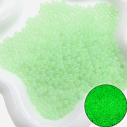 Pale Green Luminous Transparent Glass Beads, No Hole Beads, Round, Pale Green, 2~2.5mm