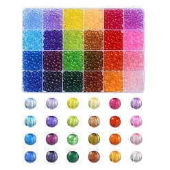 Couleur Mélangete 1488pcs 24 couleurs perles acryliques transparentes, ronde, couleur mixte, 6x5mm, Trou: 1.8mm, 7g, à propos 62pcs / couleur