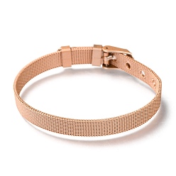 Plaqué D'or Rose 304 bracelets de montres en inox, montre de la ceinture s'adapte charmes de glissière, rose plaqué or, 8-1/2 pouce (21.5 cm), 8mm