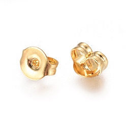 Golden Vacuum Plating 304 Stainless Steel Ear Nuts, Butterfly Earring Backs for Post Earrings, Golden, 4.5x5x3mm, Hole: 0.7mm