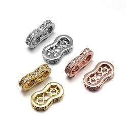 Mixed Color Brass Micro Pave Cubic Zirconia Spacer Bars, Lead Free & Cadmium Free & Nickel Free, Clear, Mixed Color, 13x7x2.5mm, Hole: 1mm