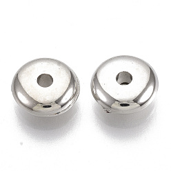 Platinum Plated Plating ABS Plastic Spacer Beads, Flat Round, Platinum Plated, 8x3.5mm, Hole: 1.8mm