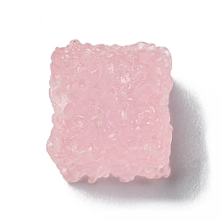 Pink Cabochons de résine lumineux, bonbons cubes, brille dans le noir, rose, 13x13x11.5mm