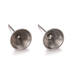 Stainless Steel Color 304 Stainless Steel Post Stud Earring Settings, for Pointed Back Chaton Rhinestone, Stainless Steel Color, 8mm, Pin: 0.7mm