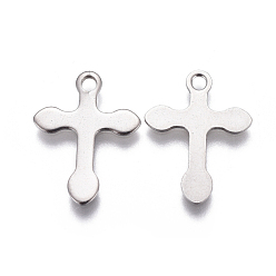 Stainless Steel Color 304 Stainless Steel Pendants, Cross, Stainless Steel Color, 16x12x0.8mm, Hole: 1.5mm