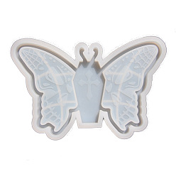 White Silicone Tray Molds, Resin Casting Molds, for UV Resin, Epoxy Resin Craft Making, Butterfly with Cross, White, 200x130mm