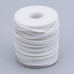White Hollow Pipe PVC Tubular Synthetic Rubber Cord, Wrapped Around White Plastic Spool, White, 3mm, Hole: 1.5mm, about 27.34 yards(25m)/roll