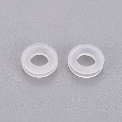 Clear Comfort Plastic Pads for French Clip Earrings, Anti-Pain, Clip on Earring Cushion, Clear, 8x2.5mm, Hole: 4.5mm, Groove: 1.5mm