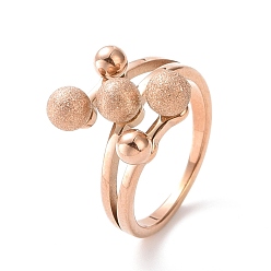 Rose Gold Ion Plating(IP) 304 Stainless Steel Round Ball Finger Ring for Women, Rose Gold, US Size 7(17.3mm)