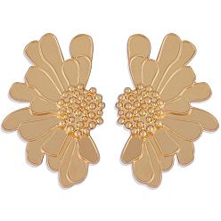 Doré  Vintage fleur boucles d'oreilles pour les femmes alliage émail demi fleur boucles d'oreilles d'été boucles d'oreilles boho plage floral boucles d'oreilles bijoux cadeaux pour les femmes, or, 50.5~51x33.5~34mm, pin: 0.6 mm