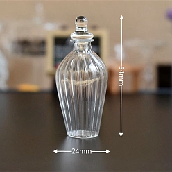 Прозрачный Миниатюрная стеклянная бутылка, с крышкой, для кукольных аксессуаров, притворяющихся опорными украшениями, прозрачные, 24x54 мм