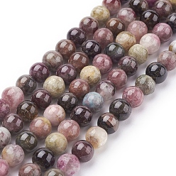 Tourmaline Natural Tourmaline Beads strands, Round, 6mm, Hole: 1mm, 31pcs/strand, 7.5 inch