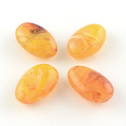 Verge D'or Perles acryliques ovale imitation de pierres précieuses, verge d'or, 41x26x15mm, trou: 3 mm, environ 46 pcs / 500 g