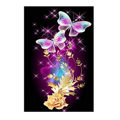 Butterfly DIY Butterfly Theme Diamond Painting Kits, Including Canvas, Resin Rhinestones, Diamond Sticky Pen, Tray Plate and Glue Clay, Butterfly Pattern, 300x250mm