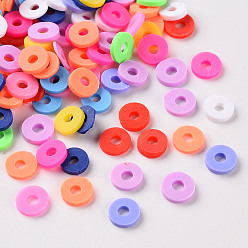 Mixed Color Handmade Polymer Clay Beads, Heishi Beads, for DIY Jewelry Crafts Supplies, Disc/Flat Round, Mixed Color, 6x1mm, Hole: 2mm, about 26000pcs/1000g