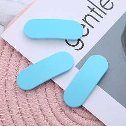 Deep Sky Blue Frosted Plastic Snap Hair Clips, with Metal Clip, for Women and Girls, Rounded Rectangle, Deep Sky Blue, 56x20mm
