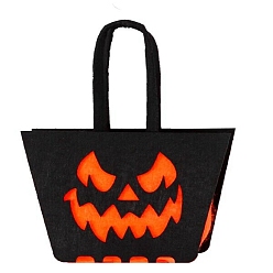 Orange Sacs de bonbons d'halloween en feutre de diable avec poignées, sac cadeau de friandises d'halloween cotillons pour les enfants, orange, 22 cm, sac: 11x15.4x6.4cm