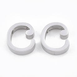Letter C 304 Stainless Steel Pendants, Stainless Steel Color, Letter, Letter.C, 12x11x3mm, Hole: 1.8mm