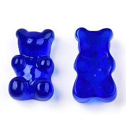 Bleu Cabochons en résine translucide, ours, bleu, 18.5x11x7mm