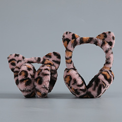 Chardon Cache-oreilles bandeau pliable en laine pour femmes, oreille de voiture à imprimé léopard cache-oreilles d'hiver en plein air, chardon, 225x180mm