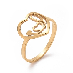Золотой Ионное покрытие (ip) 201 сердце из нержавеющей стали с кольцом на пальце со словом «люблю тебя», полое широкое кольцо для женщин, золотые, размер США 6 1/2 (16.9 мм)